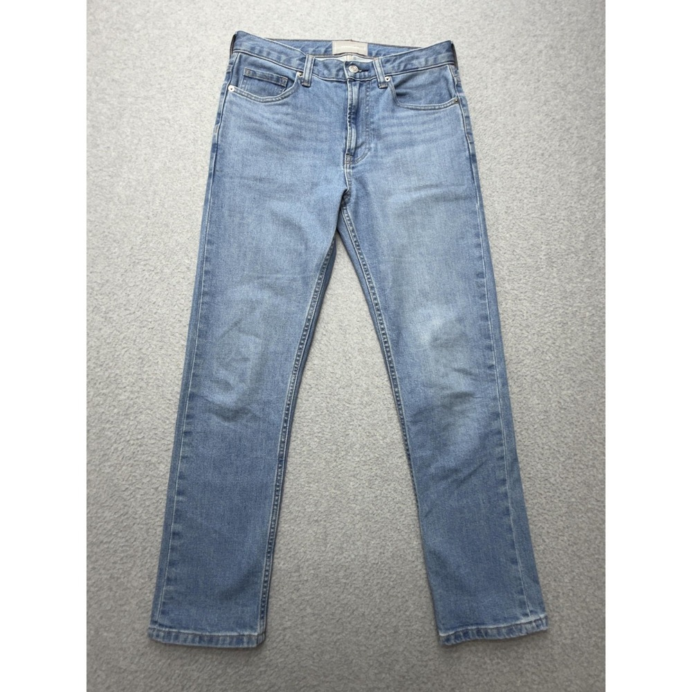 Everlane Jeans Womens 25 Blue Light Wash Mid Rise Slim Straight Stretch Denim